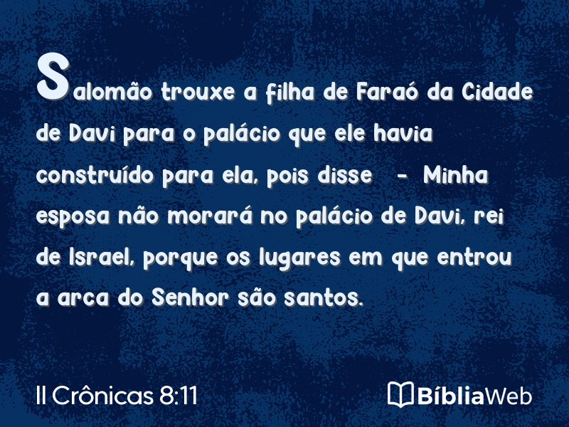 II Crônicas 8:11 em imagem para compartilhar