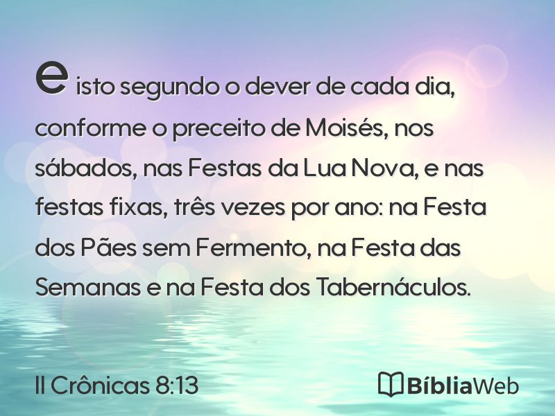 II Crônicas 8:13 em imagem para compartilhar