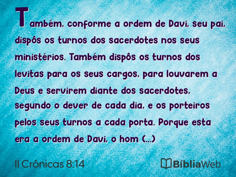 II Crônicas 8:14 em imagem para compartilhar