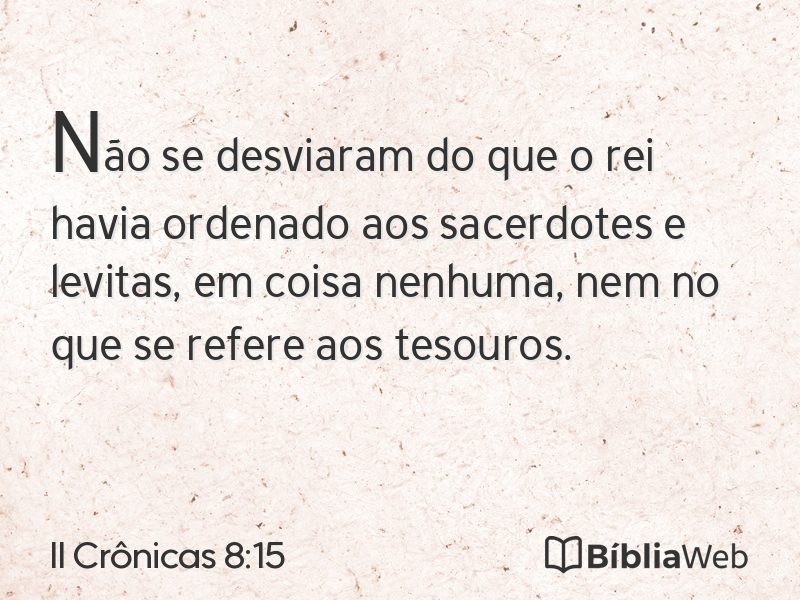 II Crônicas 8:15 em imagem para compartilhar
