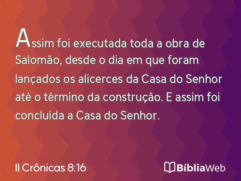 II Crônicas 8:16 em imagem para compartilhar