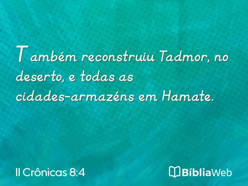 II Crônicas 8:4 em imagem para compartilhar