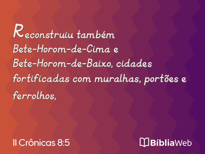 II Crônicas 8:5 em imagem para compartilhar