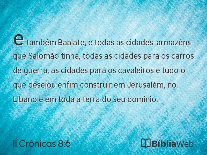 II Crônicas 8:6 em imagem para compartilhar