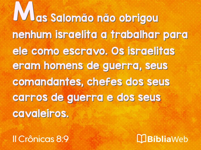 II Crônicas 8:9 em imagem para compartilhar