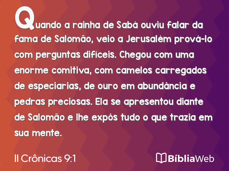II Crônicas 9:1 em imagem para compartilhar