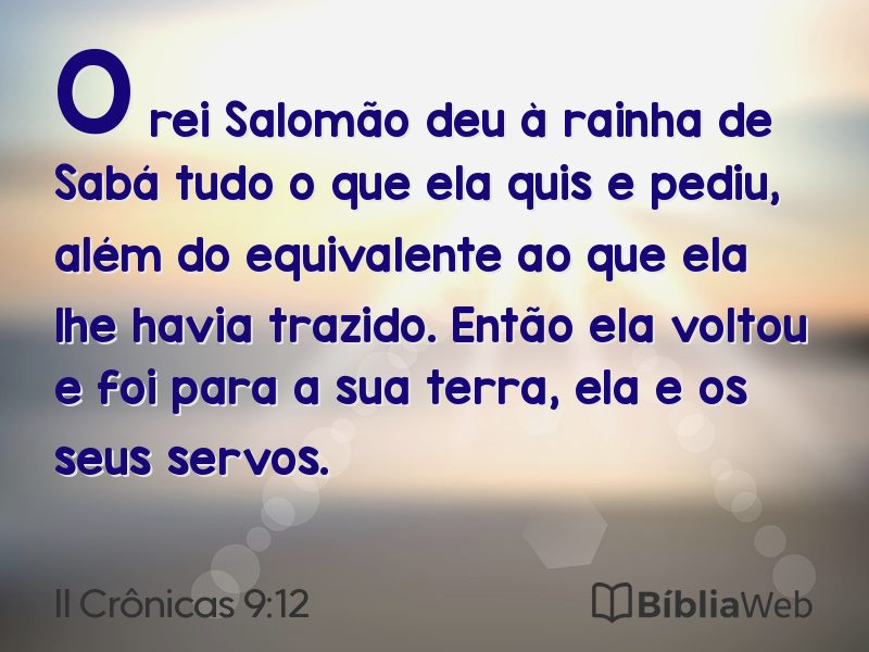 II Crônicas 9:12 em imagem para compartilhar