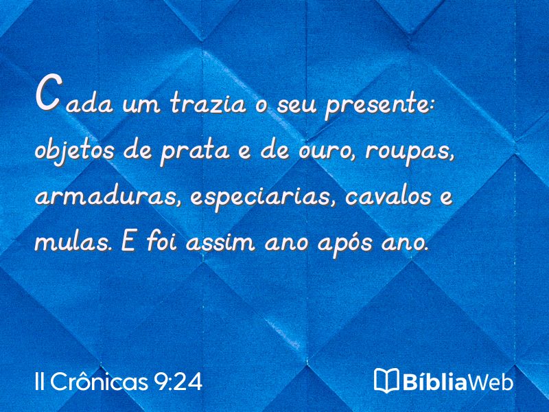 II Crônicas 9:24 em imagem para compartilhar