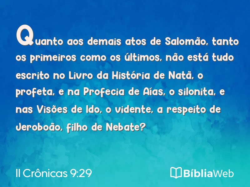 II Crônicas 9:29 em imagem para compartilhar