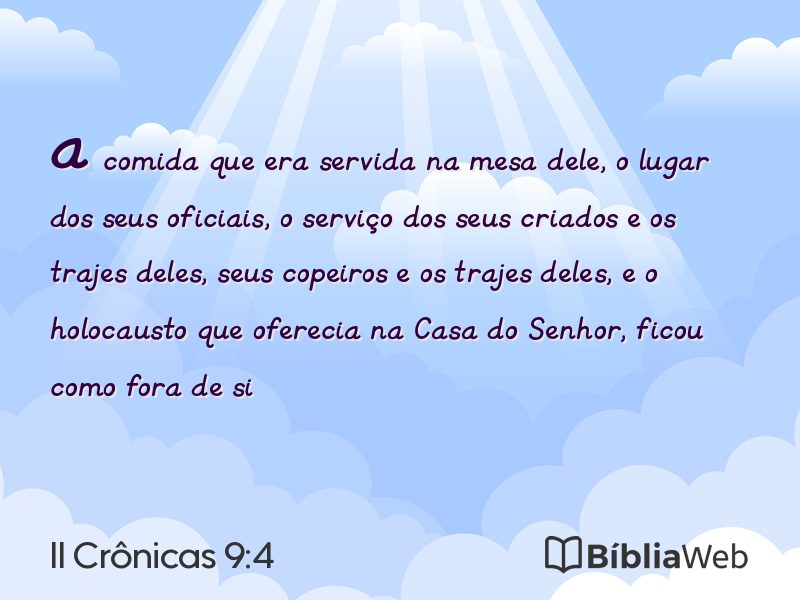 II Crônicas 9:4 em imagem para compartilhar
