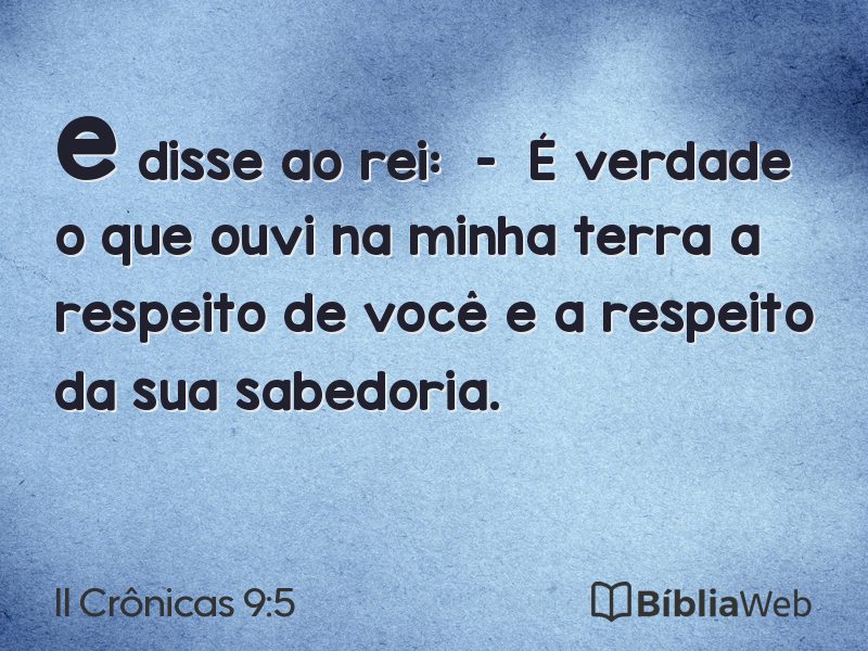 II Crônicas 9:5 em imagem para compartilhar