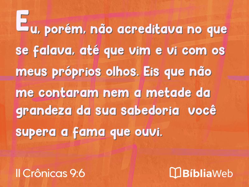 II Crônicas 9:6 em imagem para compartilhar