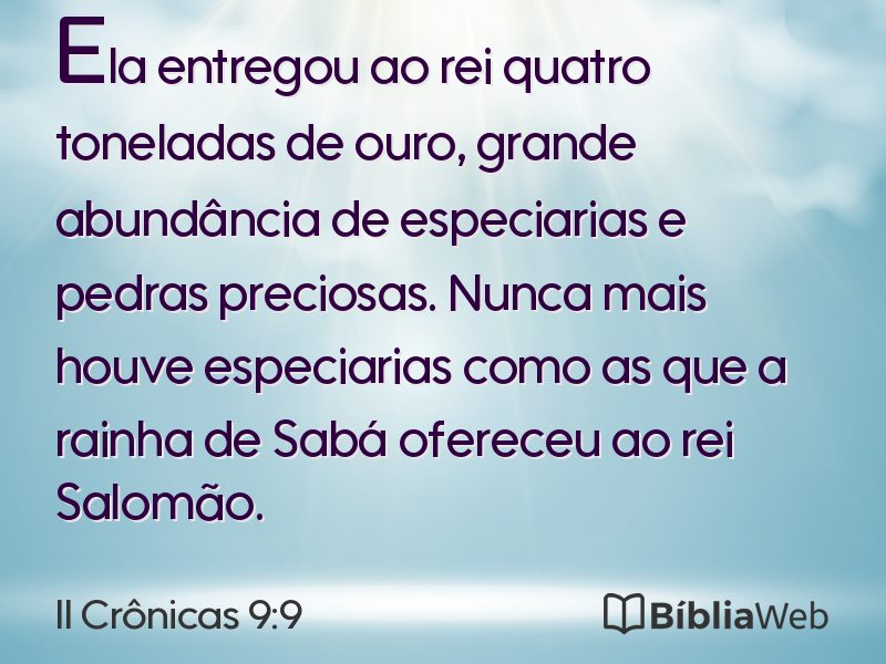 II Crônicas 9:9 em imagem para compartilhar