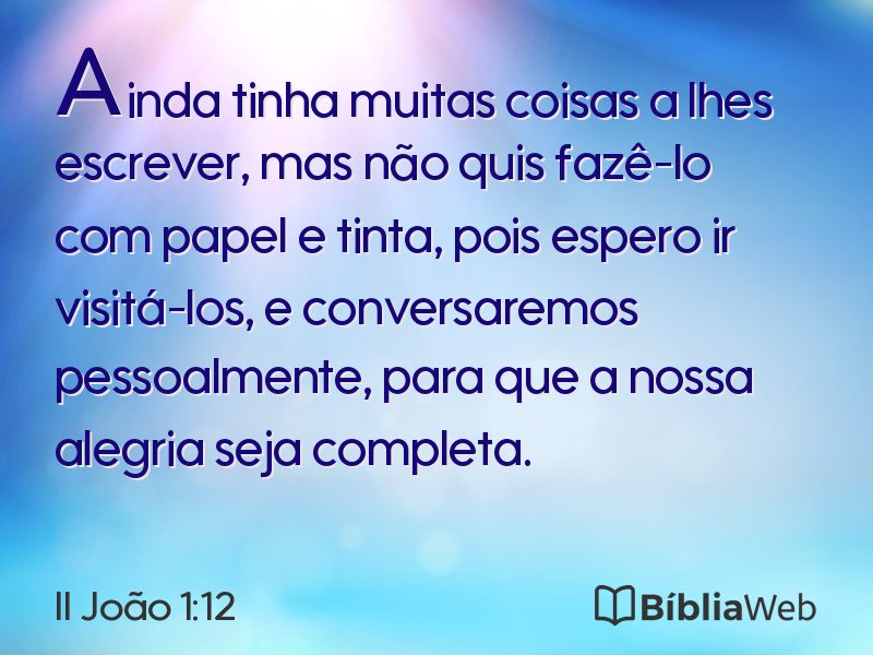 II João 1:12 em imagem para compartilhar