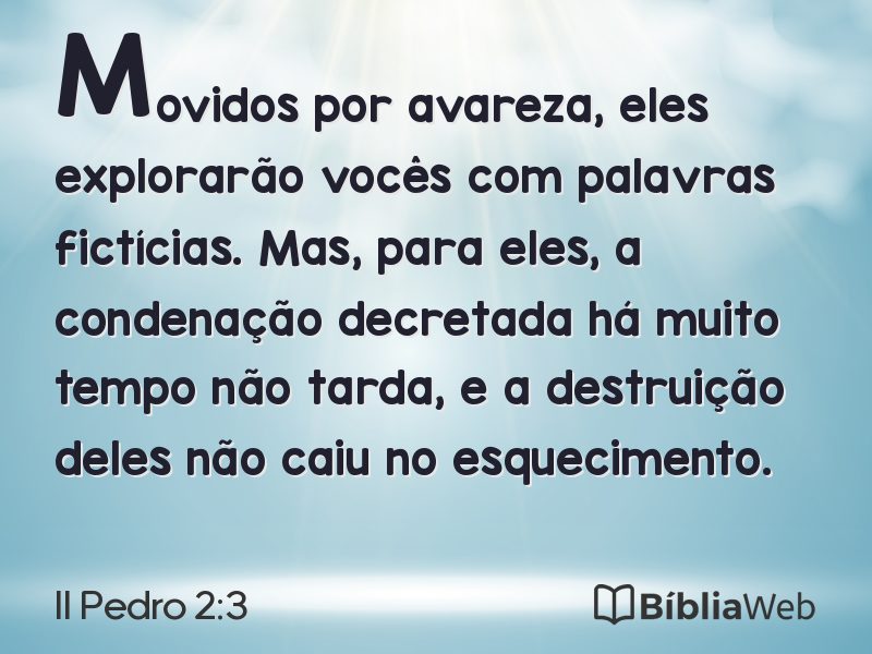 II Pedro 2:3 em imagem para compartilhar