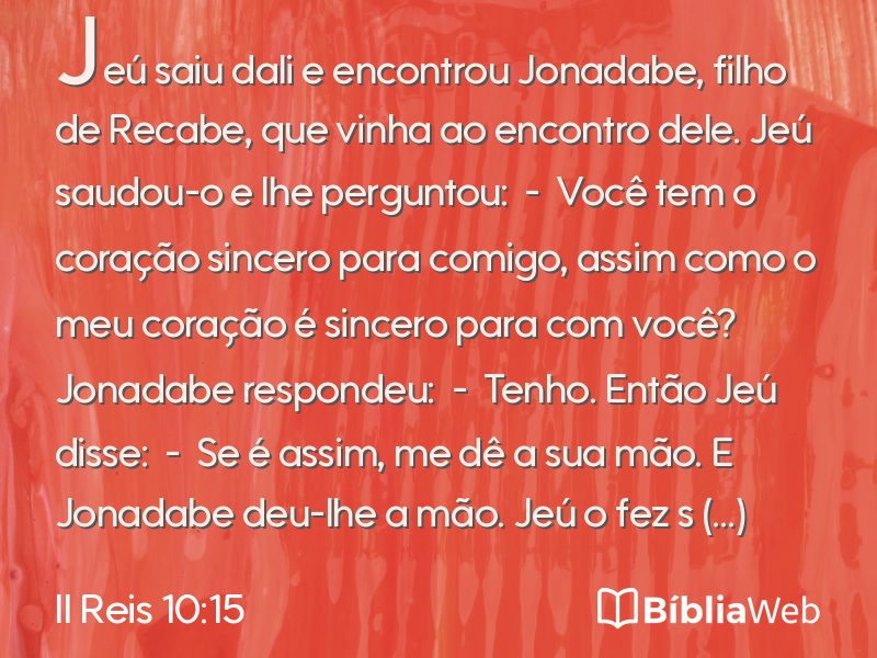II Reis 10:15 em imagem para compartilhar