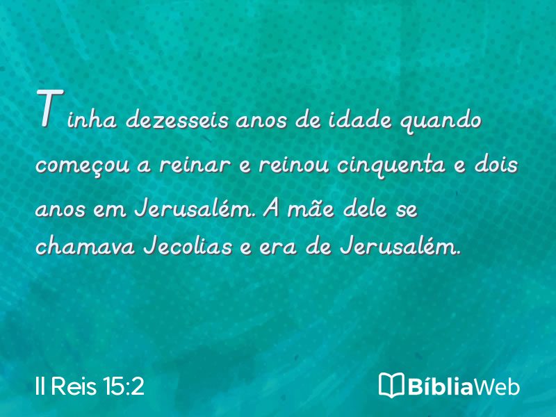 II Reis 15:2 em imagem para compartilhar