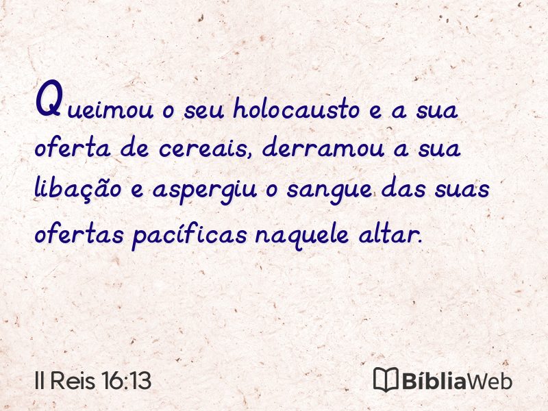 II Reis 16:13 em imagem para compartilhar