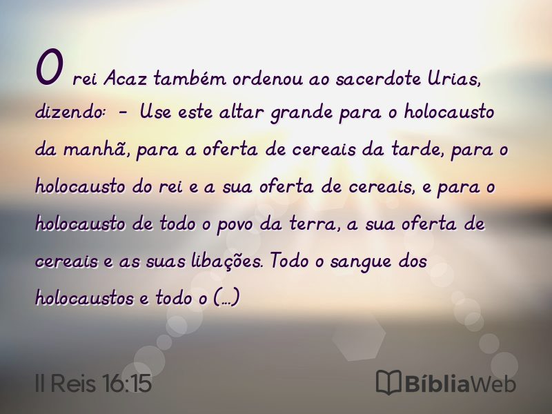 II Reis 16:15 em imagem para compartilhar