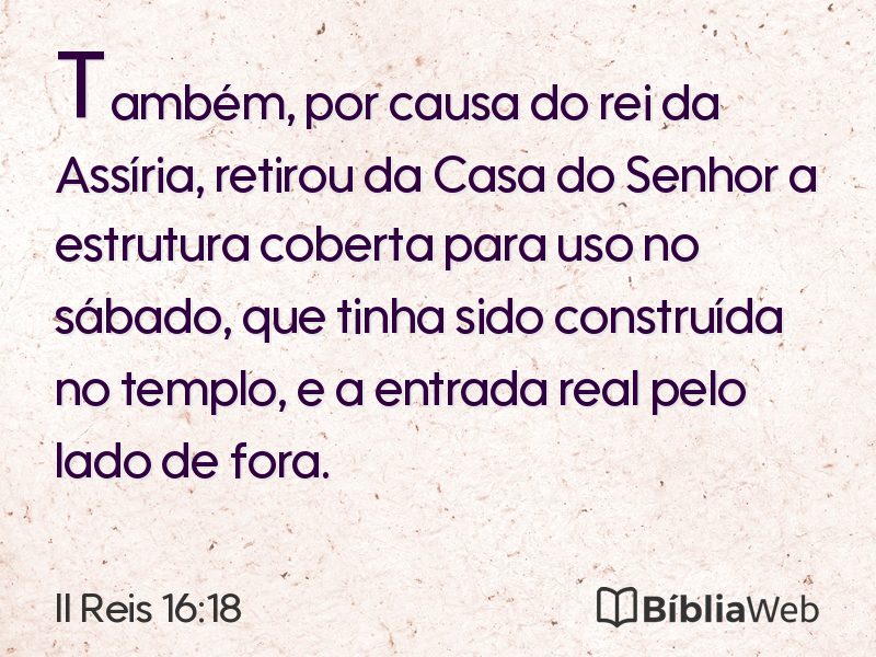 II Reis 16:18 em imagem para compartilhar