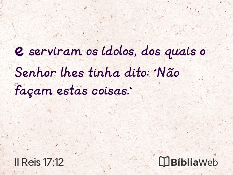 II Reis 17:12 em imagem para compartilhar