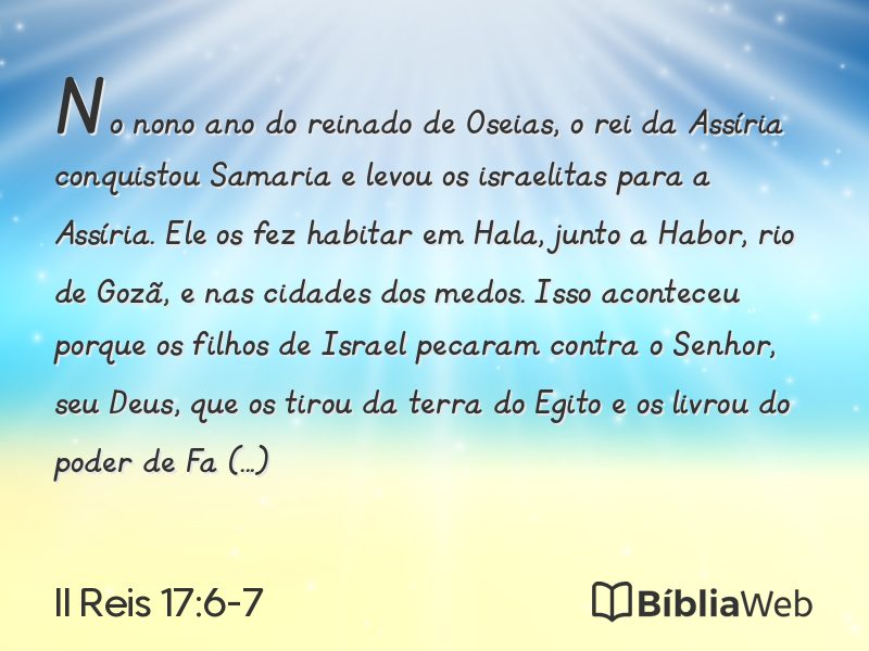 II Reis 17:6-7 em imagem para compartilhar
