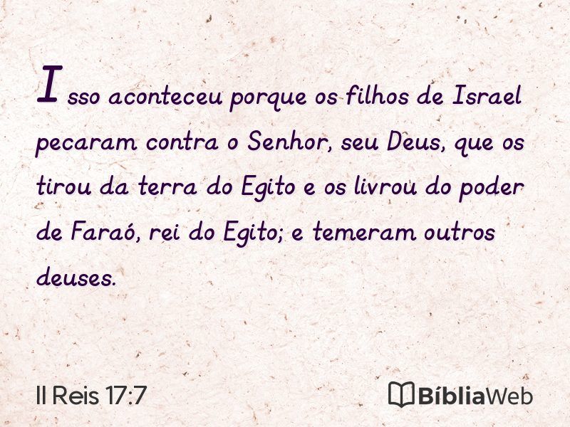 II Reis 17:7 em imagem para compartilhar