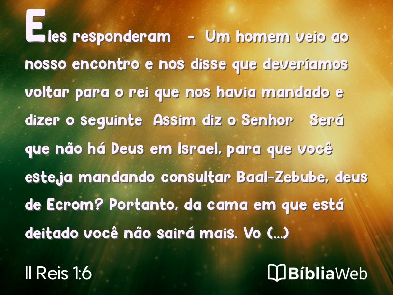 II Reis 1:6 em imagem para compartilhar