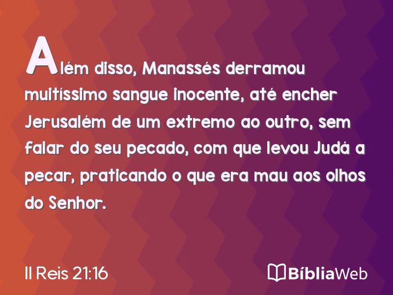 II Reis 21:16 em imagem para compartilhar