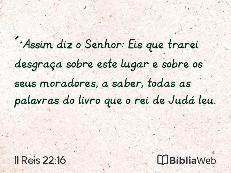 II Reis 22:16 em imagem para compartilhar