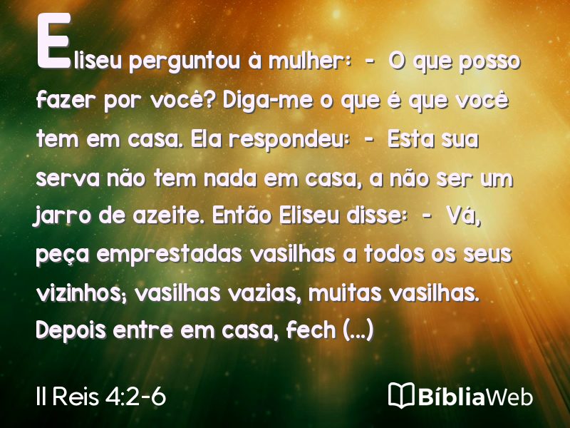 II Reis 4:2-6 em imagem para compartilhar