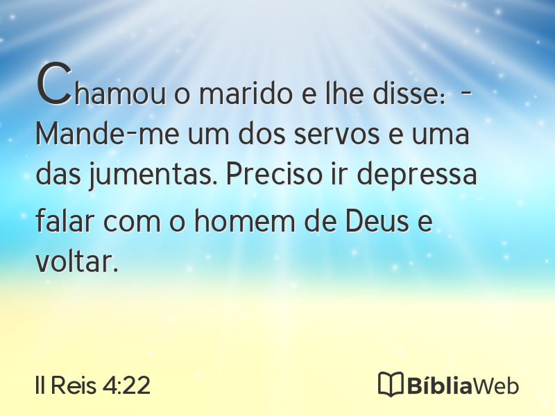 II Reis 4:22 em imagem para compartilhar