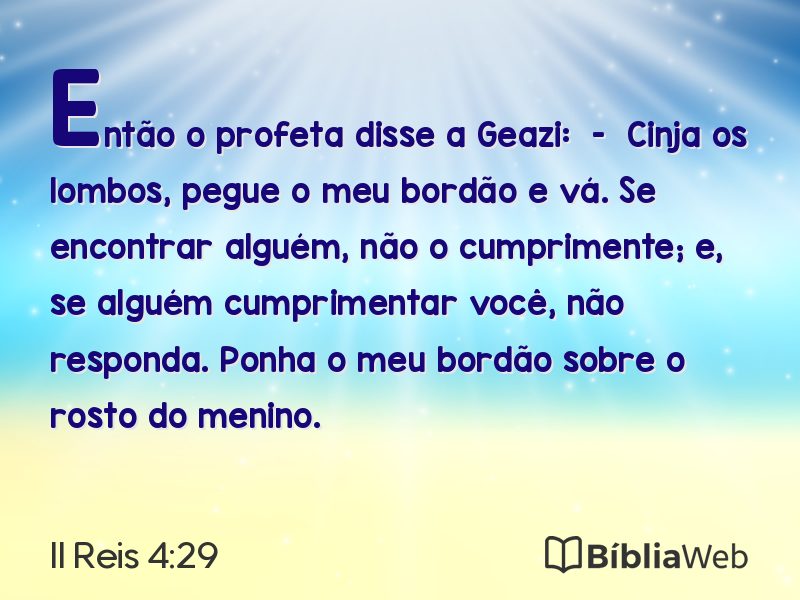 II Reis 4:29 em imagem para compartilhar