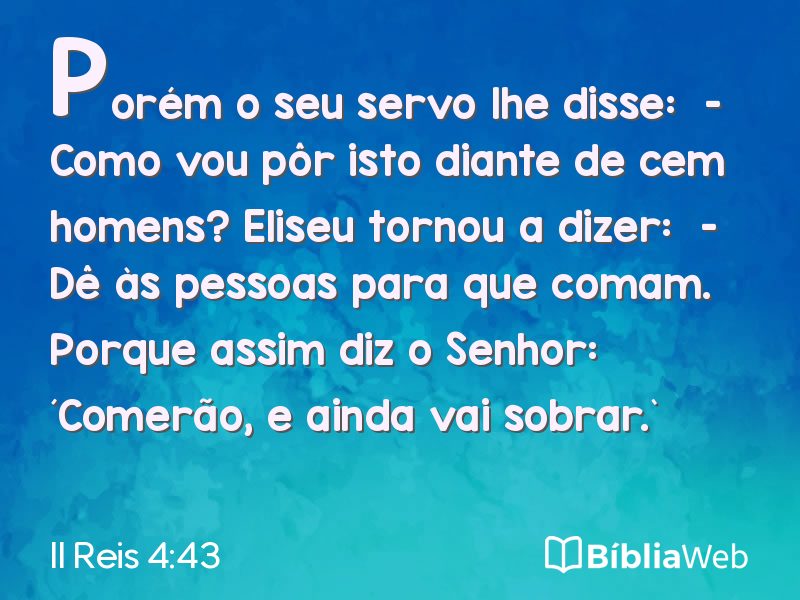 II Reis 4:43 em imagem para compartilhar