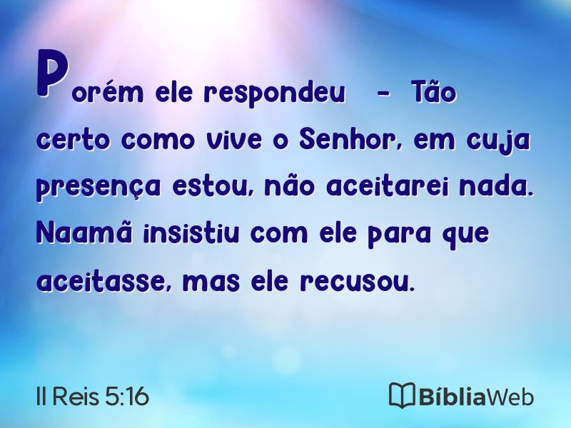 II Reis 5:16 em imagem para compartilhar