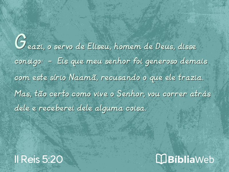 II Reis 5:20 em imagem para compartilhar