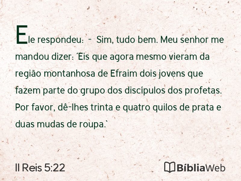 II Reis 5:22 em imagem para compartilhar