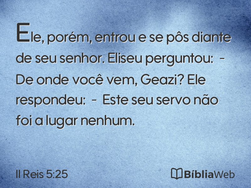 II Reis 5:25 em imagem para compartilhar