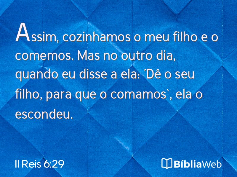 II Reis 6:29 em imagem para compartilhar
