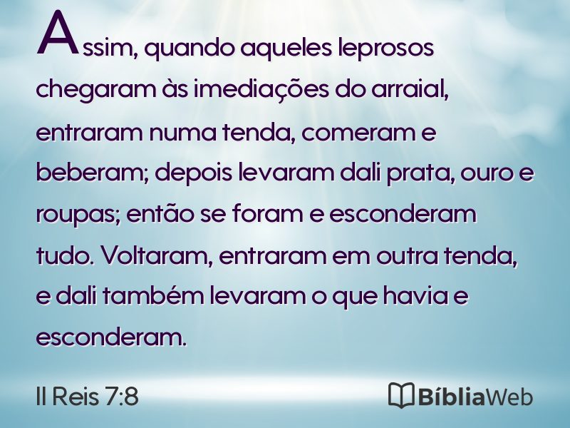 II Reis 7:8 em imagem para compartilhar