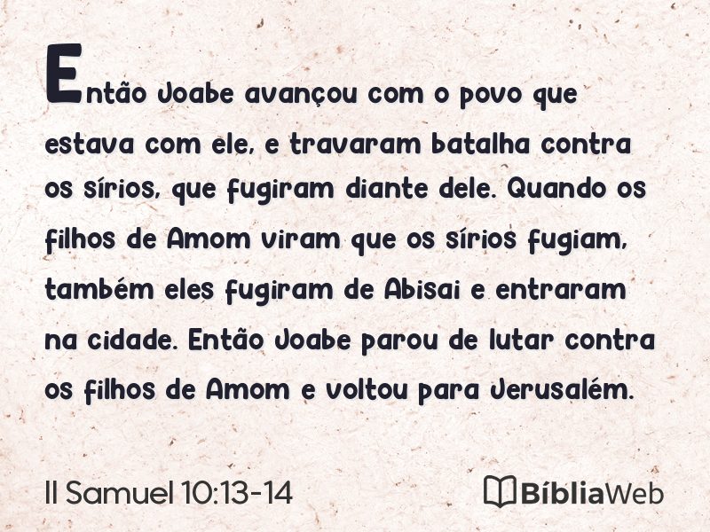 II Samuel 10:13-14 em imagem para compartilhar