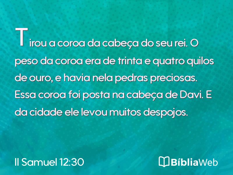 II Samuel 12:30 em imagem para compartilhar