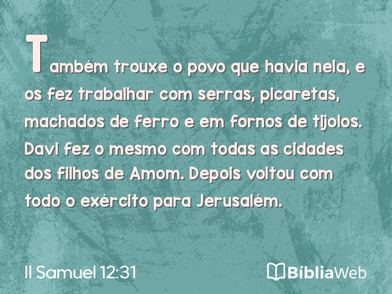 II Samuel 12:31 em imagem para compartilhar