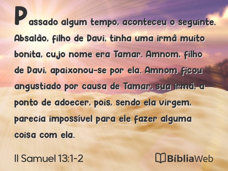 II Samuel 13:1-2 em imagem para compartilhar