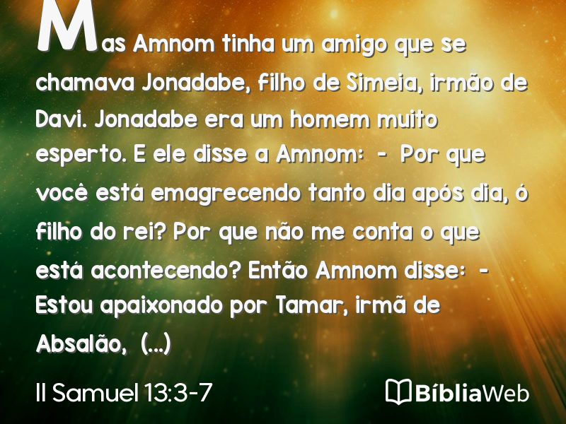 II Samuel 13:3-7 em imagem para compartilhar
