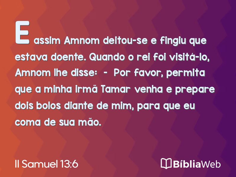 II Samuel 13:6 em imagem para compartilhar