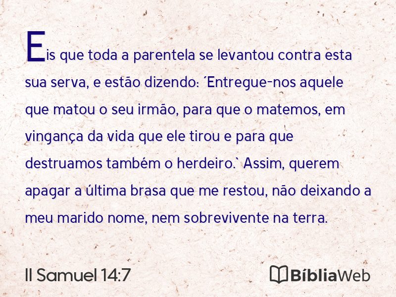 II Samuel 14:7 em imagem para compartilhar