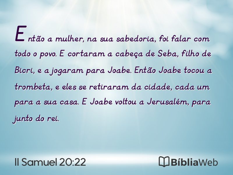 II Samuel 20:22 em imagem para compartilhar