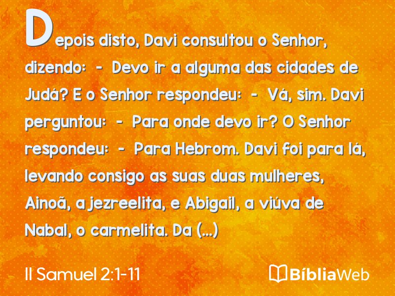 II Samuel 2:1-11 em imagem para compartilhar
