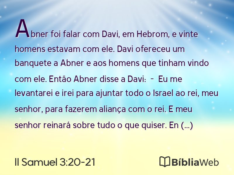 II Samuel 3:20-21 em imagem para compartilhar